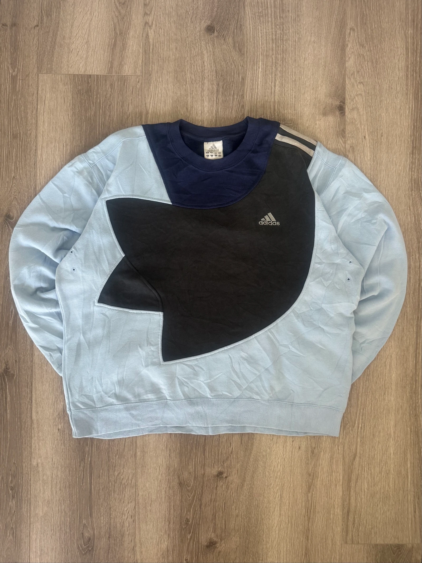 Adidas Vintage Colorblock Sweatshirt Crewneck Blue Black Y2K 90s Streetwear Retro M – photo 5